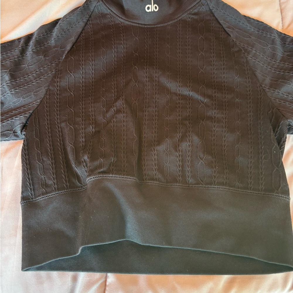 ALO Yoga Brown Cable-Knit Turtleneck Top - Picture 4 of 6